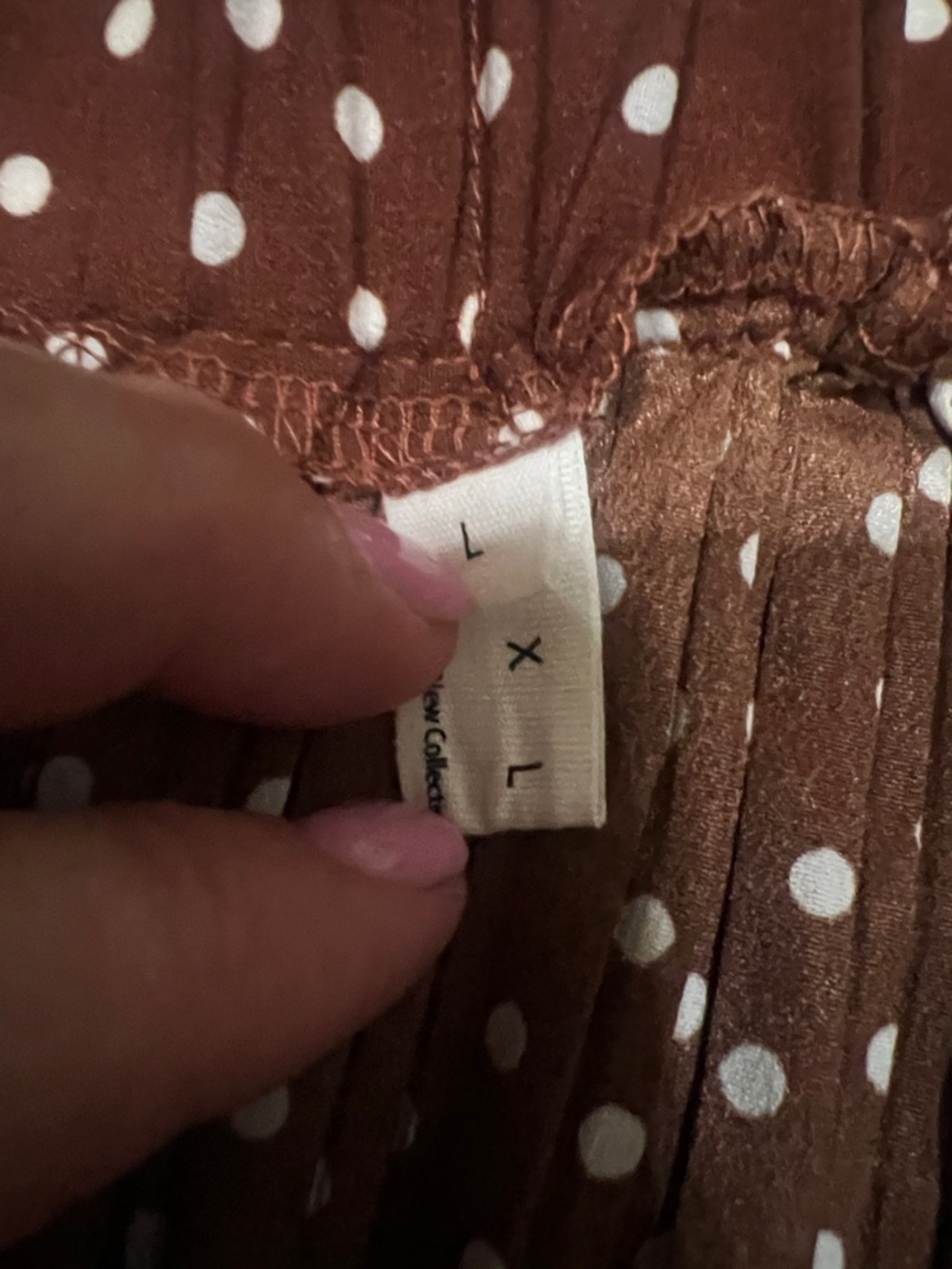 Pleated Polka Dot Midi Skirt - Brown - Picture 4 of 5
